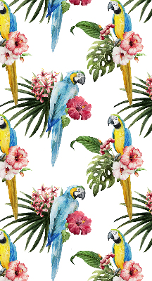 Fabric roller blind for window Parrot on flowers