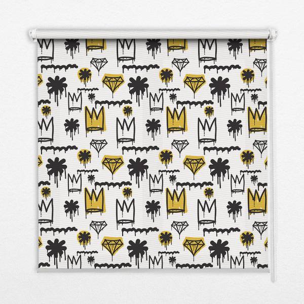 Blackout roller blind Drawn flowers