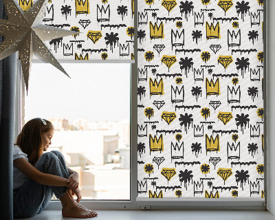 Blackout roller blind Drawn flowers