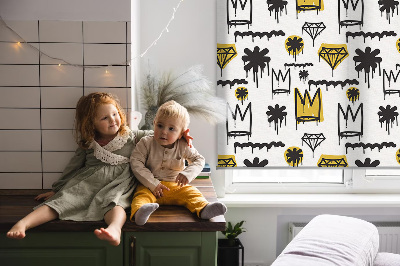 Blackout roller blind Drawn flowers