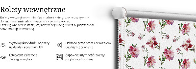 Fabric roller blind for window Pink flower