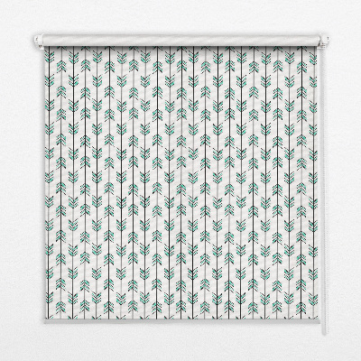 Fabric roller blind for window Small colorful fir trees