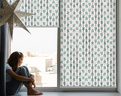 Fabric roller blind for window Small colorful fir trees