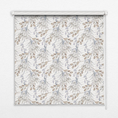 Blackout roller blind for window White flowers