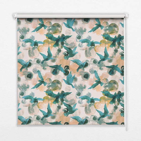 Blackout roller blind for window Birds and colorful spots