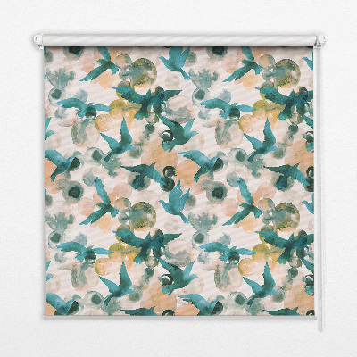 Blackout roller blind for window Birds and colorful spots