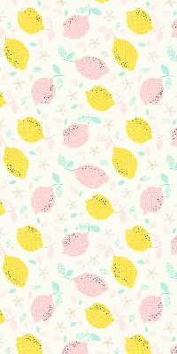Fabric roller blind for window Pink and yellow lemons