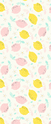 Fabric roller blind for window Pink and yellow lemons