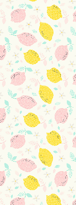Fabric roller blind for window Pink and yellow lemons