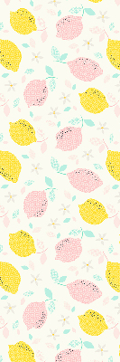 Fabric roller blind for window Pink and yellow lemons