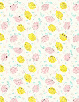 Fabric roller blind for window Pink and yellow lemons