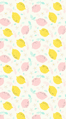 Fabric roller blind for window Pink and yellow lemons