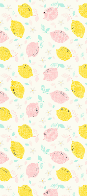 Fabric roller blind for window Pink and yellow lemons