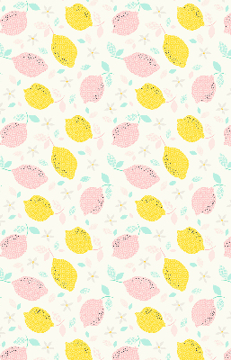 Fabric roller blind for window Pink and yellow lemons