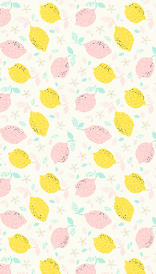 Fabric roller blind for window Pink and yellow lemons