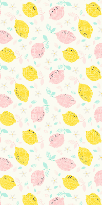 Fabric roller blind for window Pink and yellow lemons