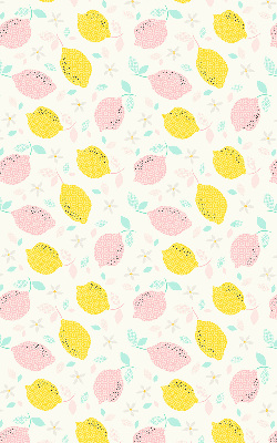 Fabric roller blind for window Pink and yellow lemons