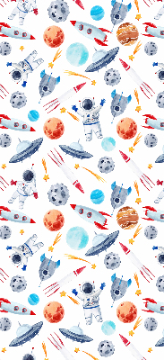 Blackout roller blind for window Rockets, cosmonauts, planets and UFOs