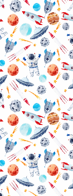 Blackout roller blind for window Rockets, cosmonauts, planets and UFOs