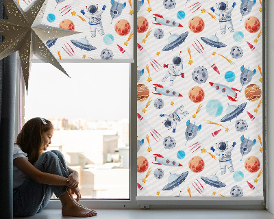 Blackout roller blind for window Rockets, cosmonauts, planets and UFOs