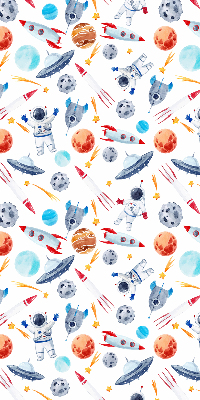 Blackout roller blind for window with rockets, cosmonauts, planets and UFOs design