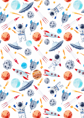 Blackout roller blind for window Rockets, cosmonauts, planets and UFOs