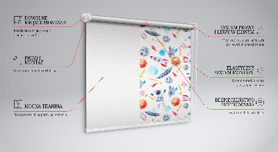 Blackout roller blind for window Rockets, cosmonauts, planets and UFOs