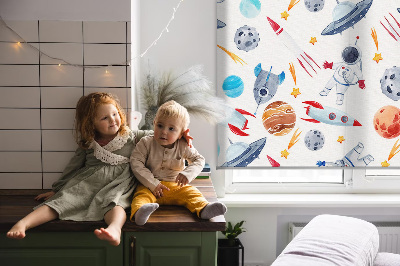 Blackout roller blind for window Rockets, cosmonauts, planets and UFOs