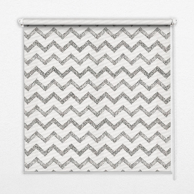 Fabric roller blind for window Gray horizontal zigzags