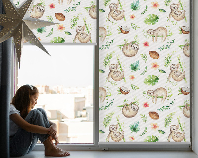 Blackout roller blind Sloths and plants