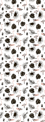 Blackout roller blind for window Flamingos and leaves