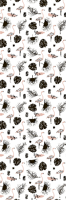 Blackout roller blind for window Flamingos and leaves