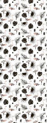 Blackout roller blind for window Flamingos and leaves