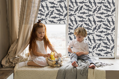 Fabric roller blind for window Sharks