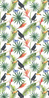 Blackout roller blind Toucans on flowers