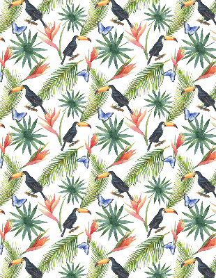 Blackout roller blind Toucans on flowers