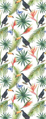 Blackout roller blind Toucans on flowers