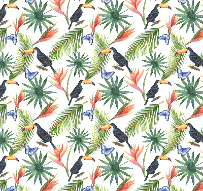 Blackout roller blind Toucans on flowers