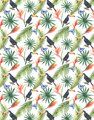 Blackout roller blind Toucans on flowers