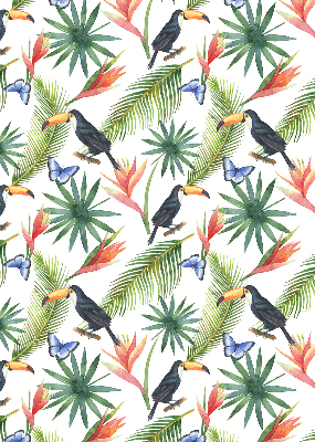 Blackout roller blind Toucans on flowers