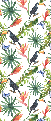 Blackout roller blind Toucans on flowers