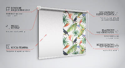 Blackout roller blind Toucans on flowers