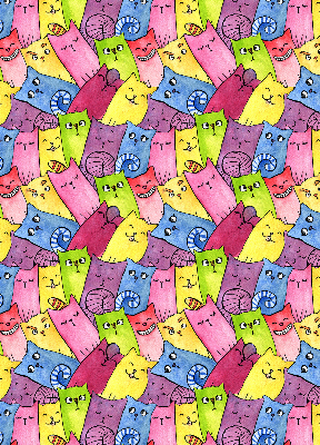 Blackout roller blind for window Colorful cats