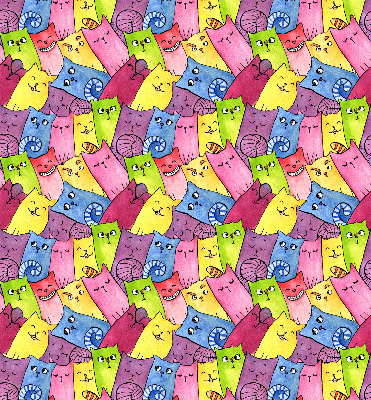 Blackout roller blind for window Colorful cats