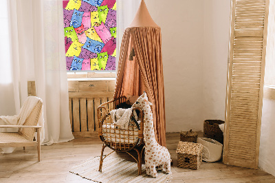 Blackout roller blind for window Colorful cats