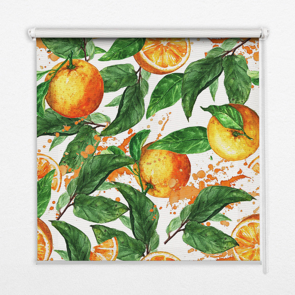 Fabric roller blind for window Oranges and leaves