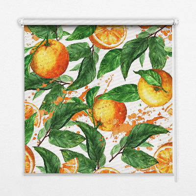 Fabric roller blind for window Oranges and leaves
