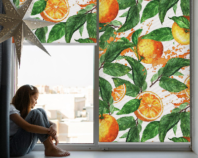 Fabric roller blind for window Oranges and leaves