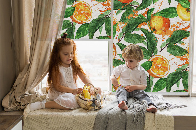 Fabric roller blind for window Oranges and leaves