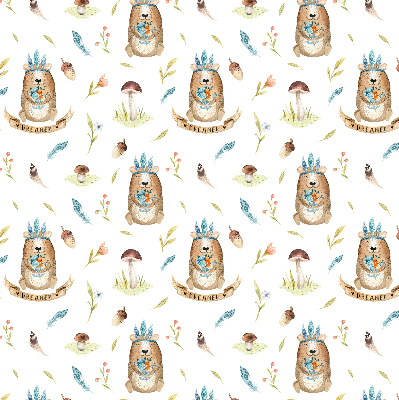 Blackout roller blind for window Teddy bears and plants